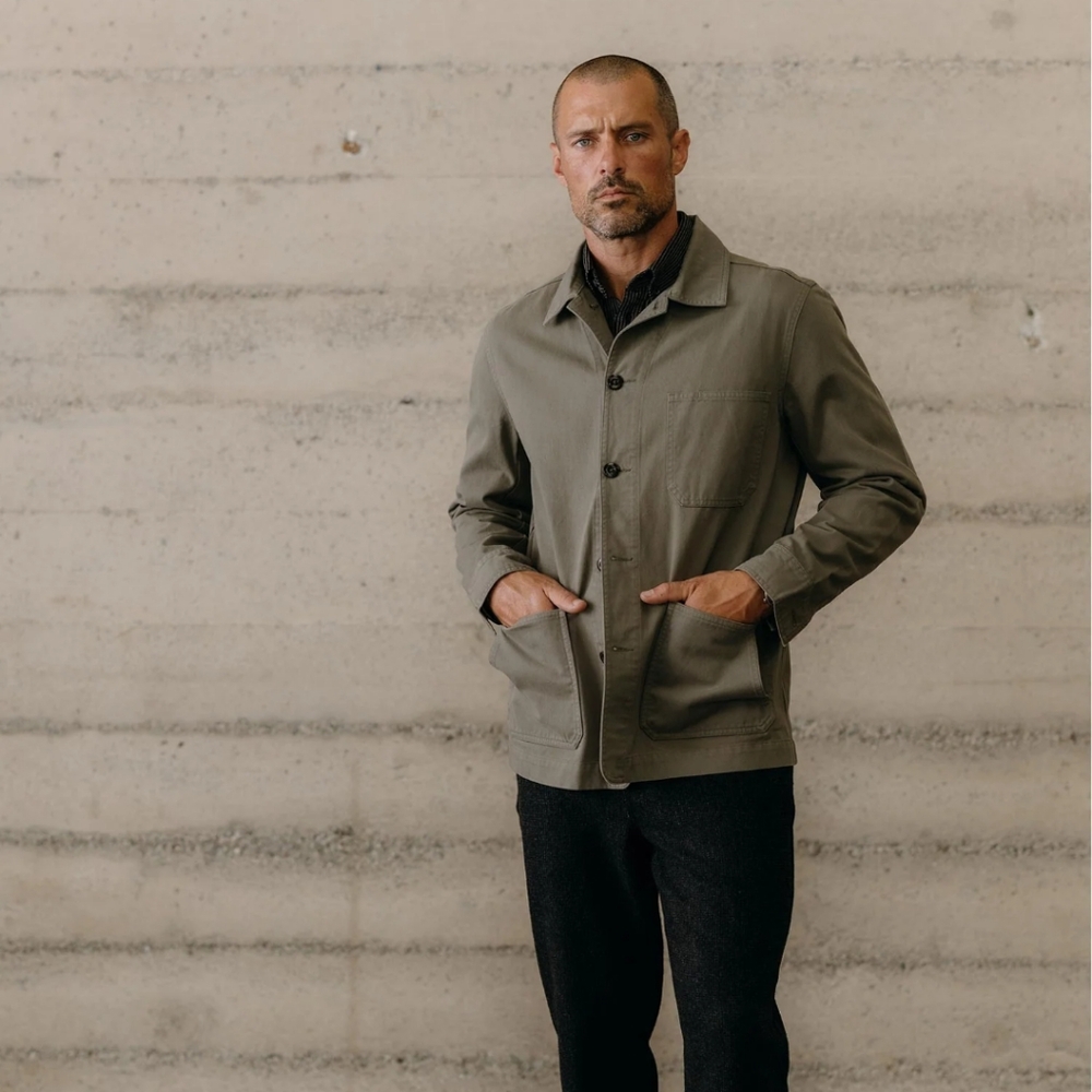 Taylor Stitch The Ojai Jacket in Organic Smoked Olive Foundation Twill M - 40